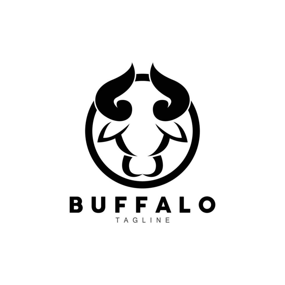 Büffel Logo, Vieh Bauernhof Tier Vektor, Büffel Kopf Design einfach Vorlage Silhouette vektor