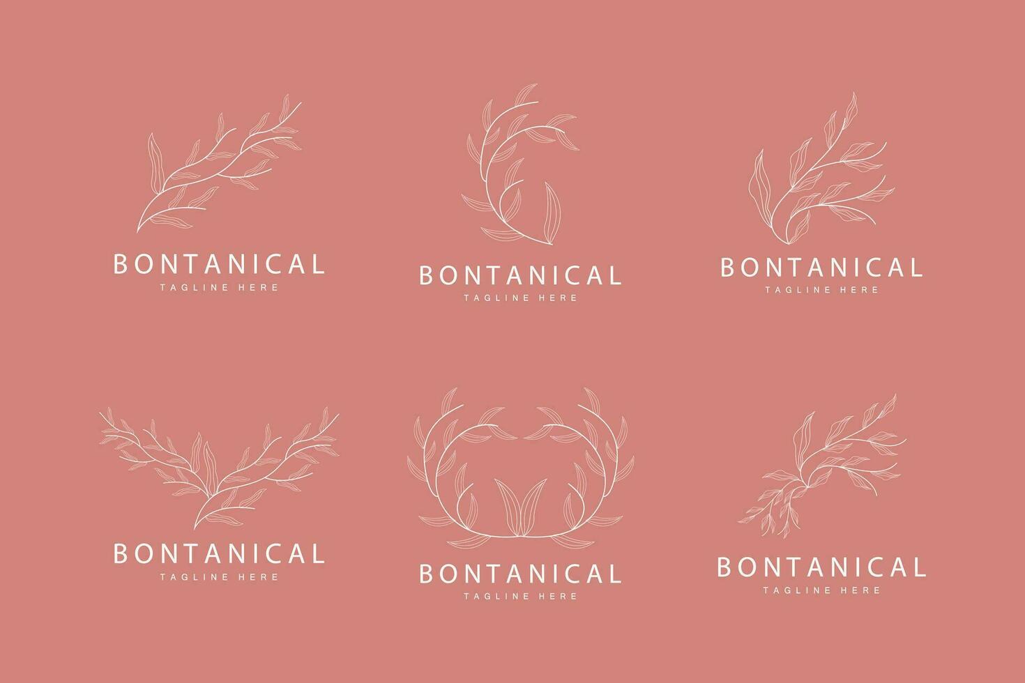 botanisch Logo, Natur Pflanze Design, Blume Pflanze Symbol Vektor mit Linie Modell-