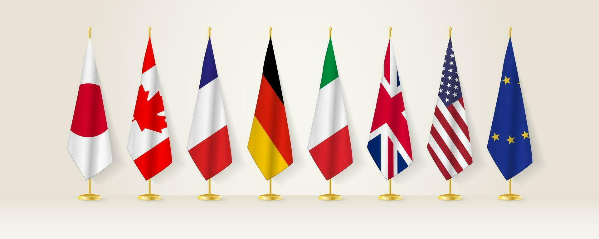 Treffen Konzept zwischen Japan, Kanada, Frankreich, Deutschland, Italien, Vereinigtes Königreich, USA und EU. vektor