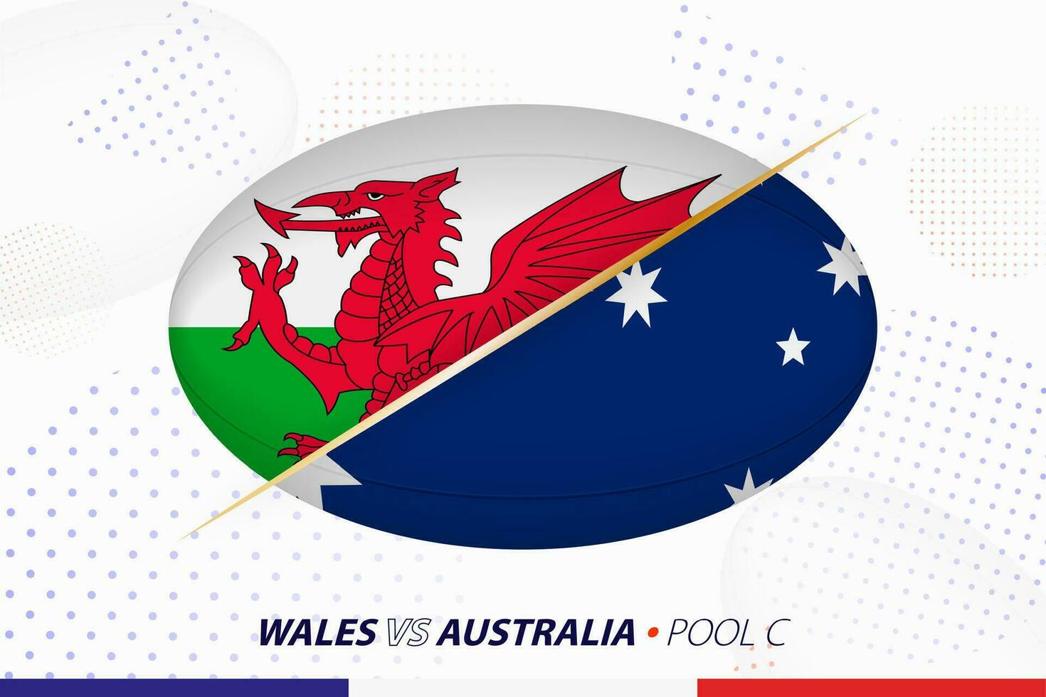 Rugby Spiel zwischen Wales und Australien, Konzept zum Rugby Turnier. vektor