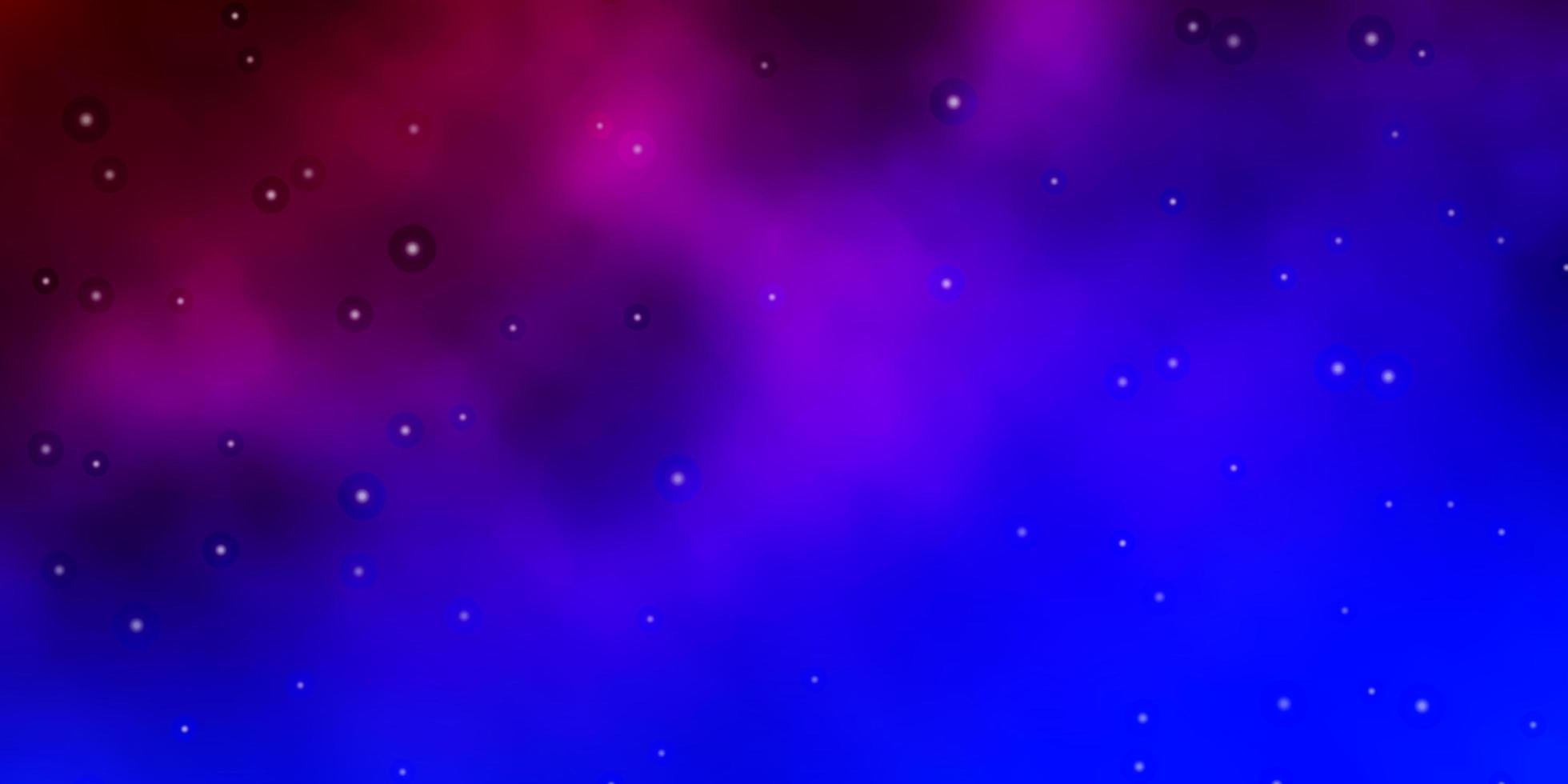 dunkelblaues rotes Vektor-Layout mit hellen Sternen, die bunte Illustration mit kleinen und großen Sternenmuster für Webseiten-Landingpages leuchten vektor