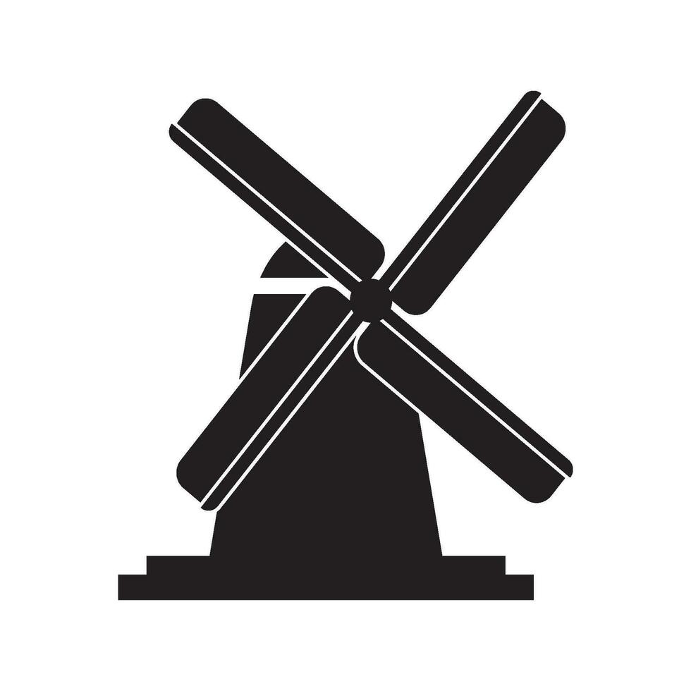 Windmühle Logo Vektor Illustration eben Design.