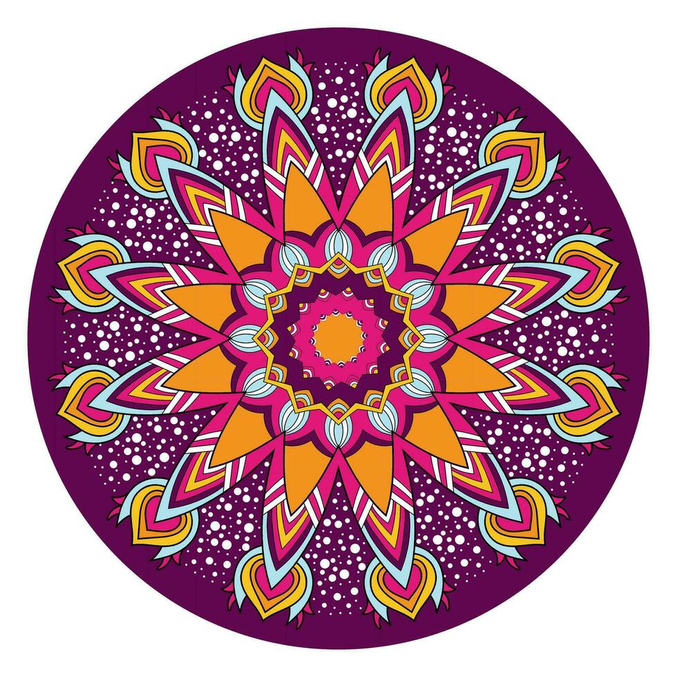 hell Farben Mandala Design oder ethnisch Mandala mit bunt Stammes- Ornament. kreativ Luxus dekorativ Mandala Hintergrund Vorlage vektor