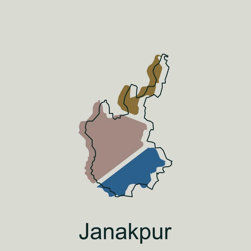 Karte von Janakpur geometrisch Gliederung Illustration Design, Land von Nepal Karte Vektor Design Vorlage