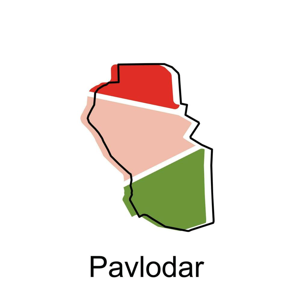 Pawlodar Stadt Republik von Kasachstan Karte Vektor Illustration, Vektor Vorlage mit Gliederung Grafik skizzieren Stil isoliert auf Weiß Hintergrund
