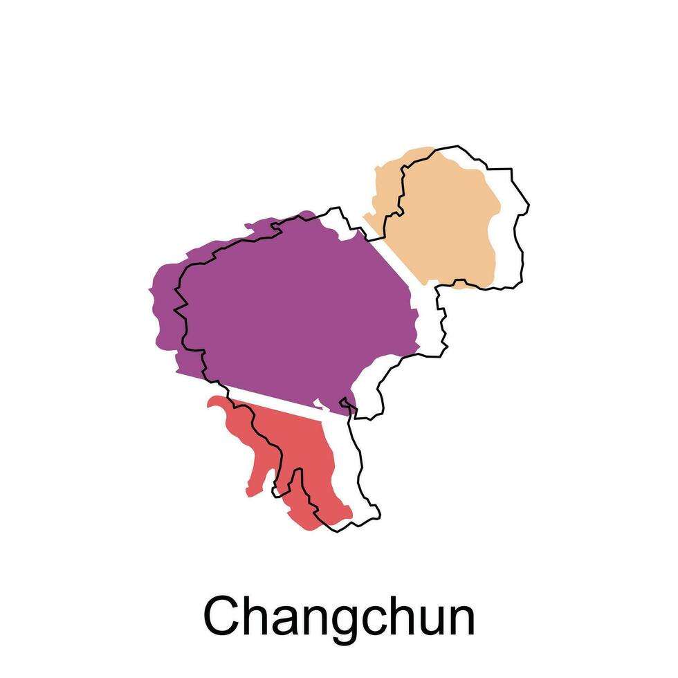 Karte von Changchun hoch Qualität ist ein Provinz von China Karte, schwarz und Weiß detailliert Gliederung Regionen von das Land. Vektor Illustration Vorlage