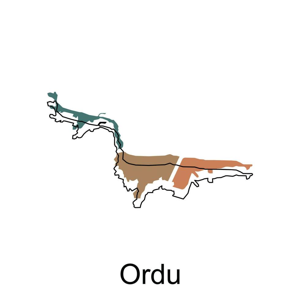 Karte von ordu Provinz von Truthahn, Welt Karte International Vektor Vorlage mit Gliederung Grafik skizzieren Stil isoliert auf Weiß Hintergrund