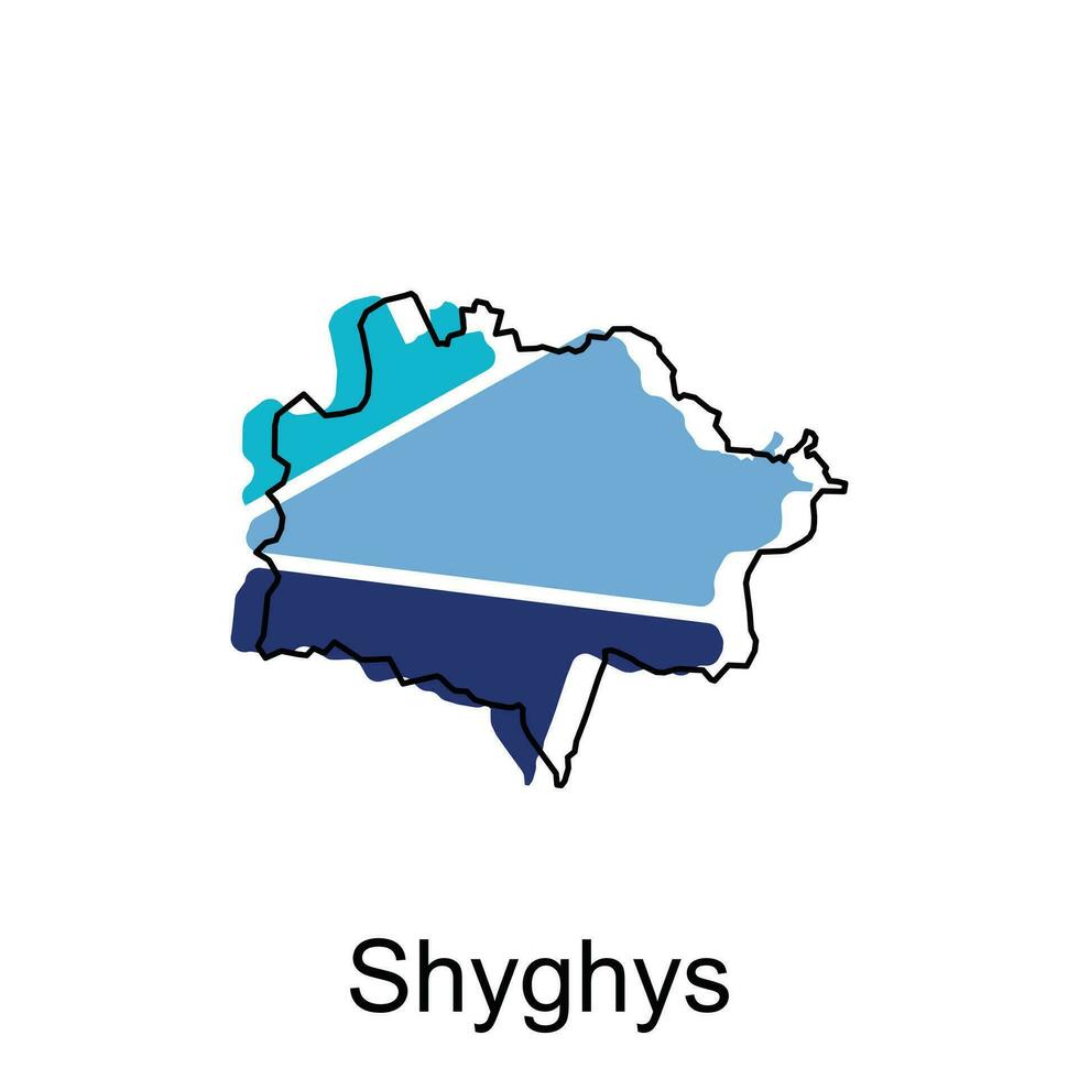 schüchtern Stadt Republik von Kasachstan Karte Vektor Illustration, Vektor Vorlage mit Gliederung Grafik skizzieren Stil isoliert auf Weiß Hintergrund