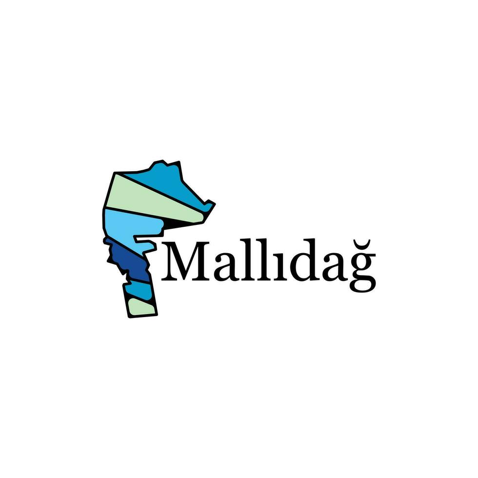 Karte von mallidag auf Weiß isoliert Hintergrund, mit genannt Regionen und Reise Symbole Design Vorlage vektor