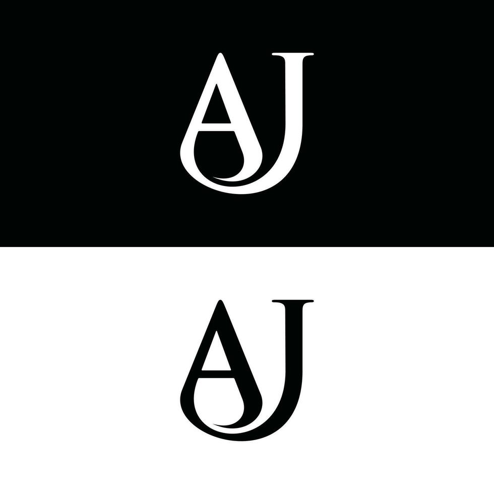 brev aj vektor logotyp design mall, monogram logotyp i vit Färg och svart bakgrund.