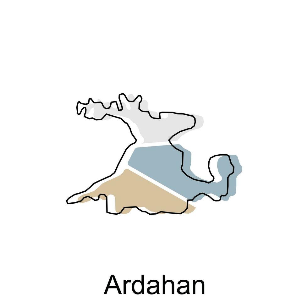 Karte von Ardahan Provinz von Truthahn, Welt Karte International Vektor Vorlage mit Gliederung Grafik skizzieren Stil isoliert auf Weiß Hintergrund