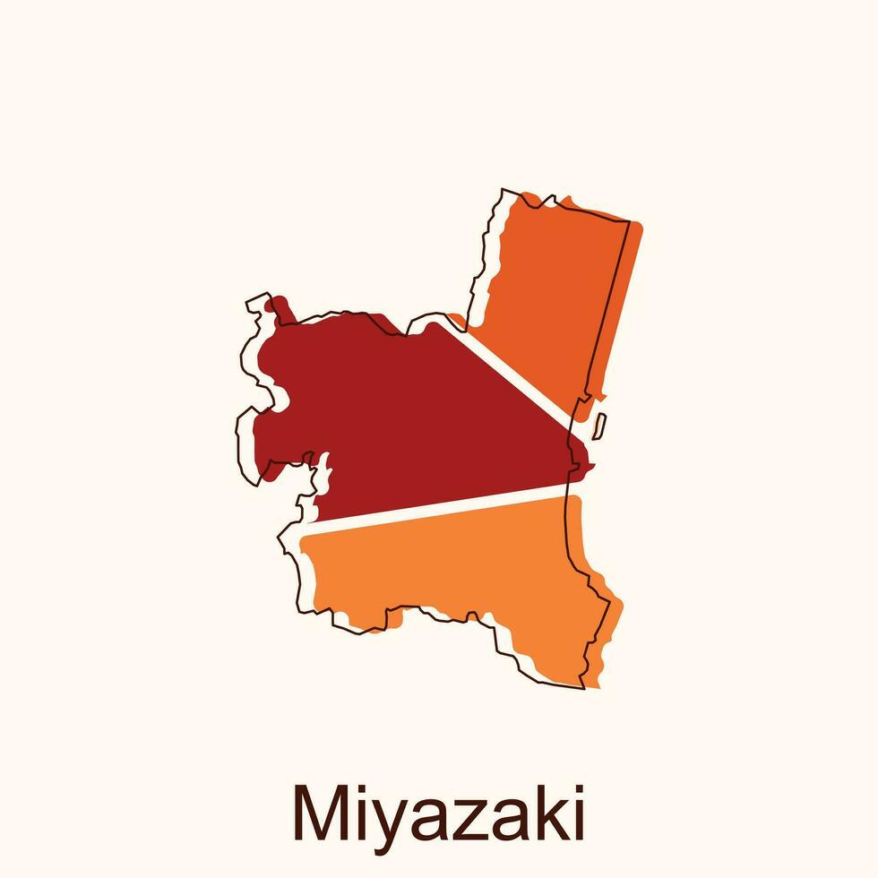 Miyazaki hoch detailliert Illustration Karte, Japan Karte, Welt Karte Land Vektor Illustration Vorlage