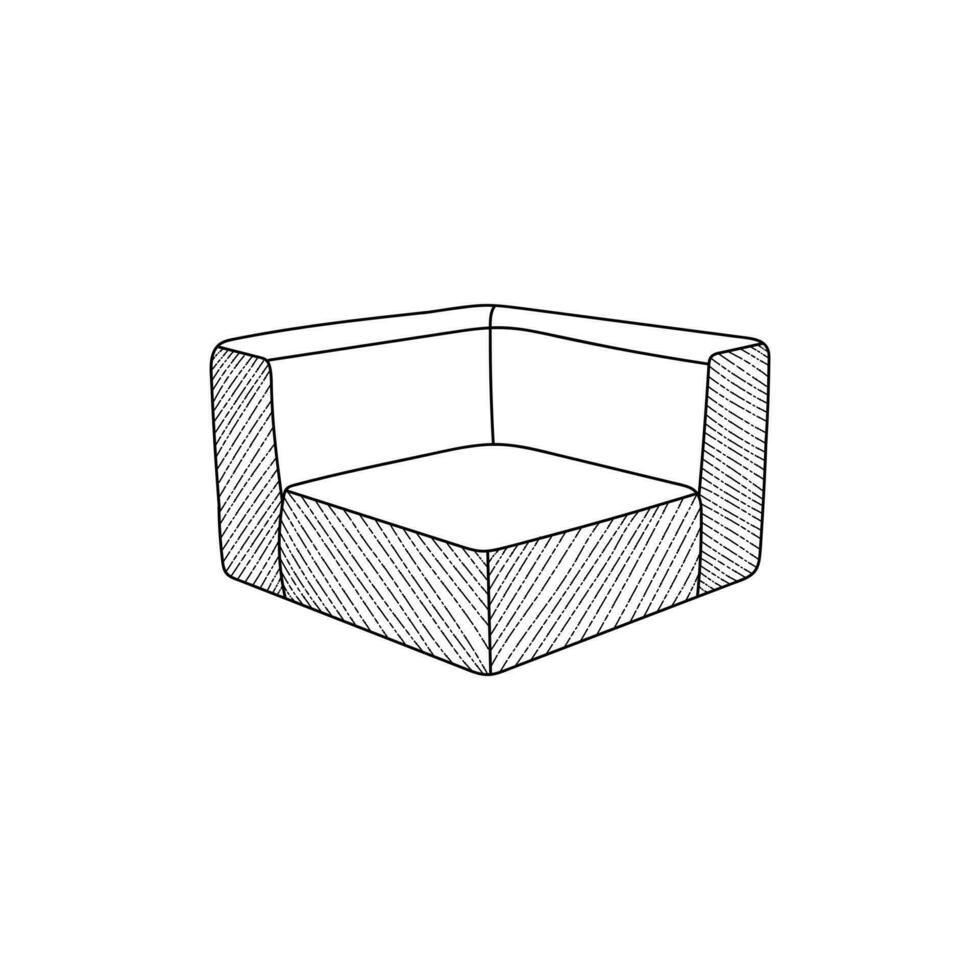soffa inomhus- bekväm linje logotyp design, element grafisk illustration kreativ design mall vektor