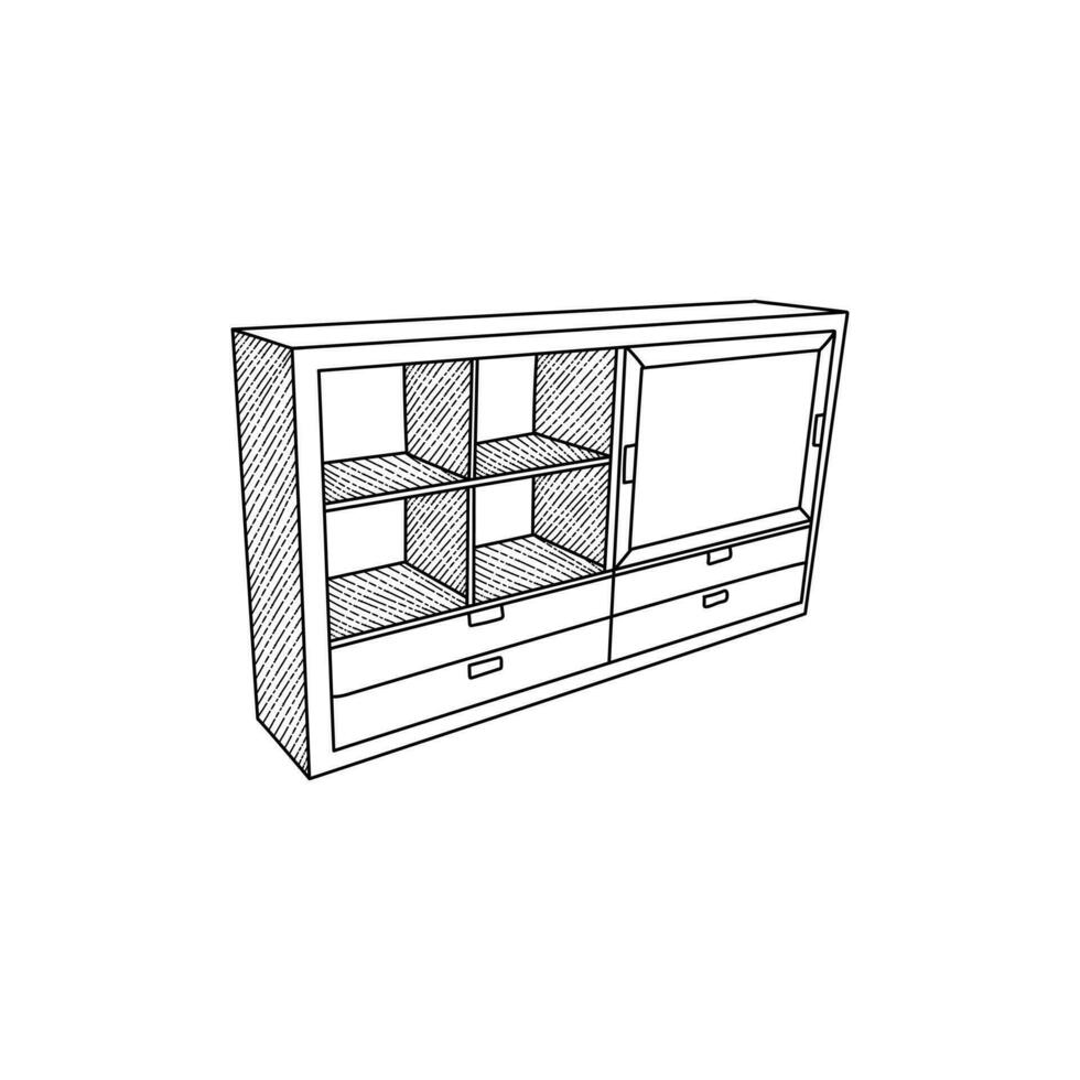 Truhe Schublade Linie Symbol Konzept Illustration Vorlage, Logo zum Ihre Unternehmen vektor