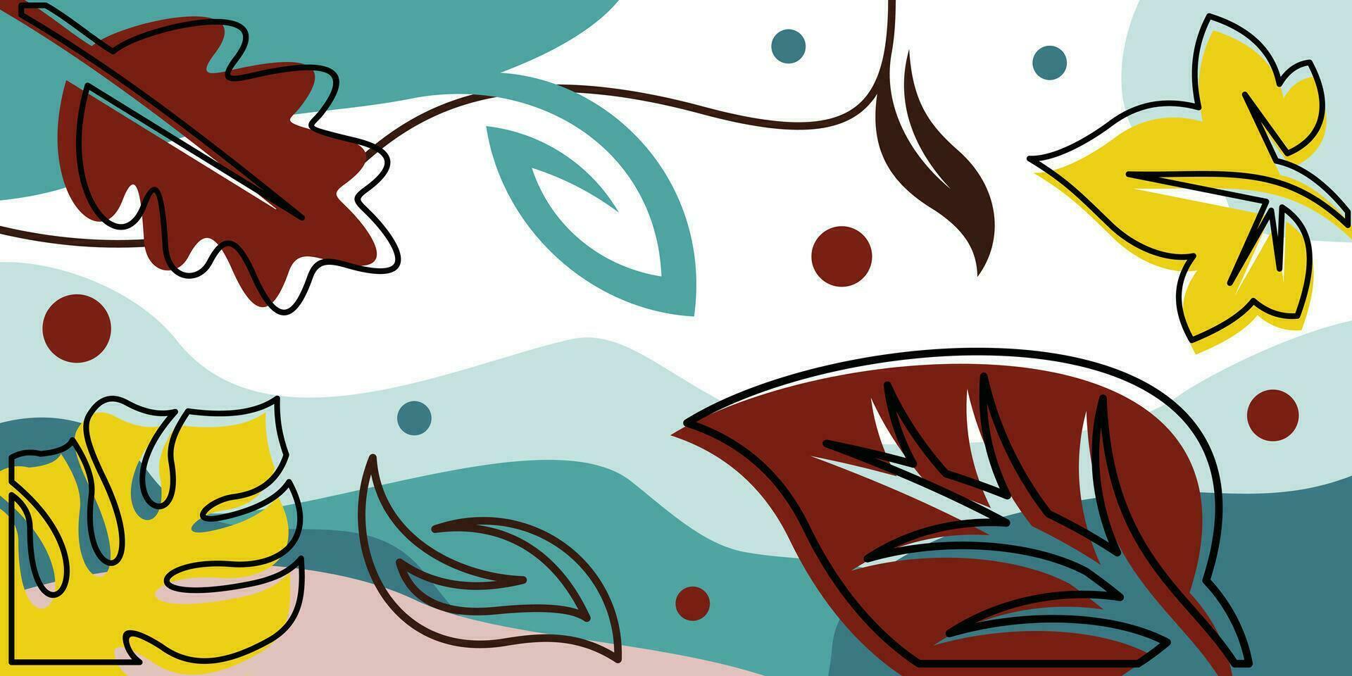 Natur Vektor Illustration von Blätter mit Blau, Rosa, und braun Farbe Illustration Vorlage Design auf Weiß Hintergrund