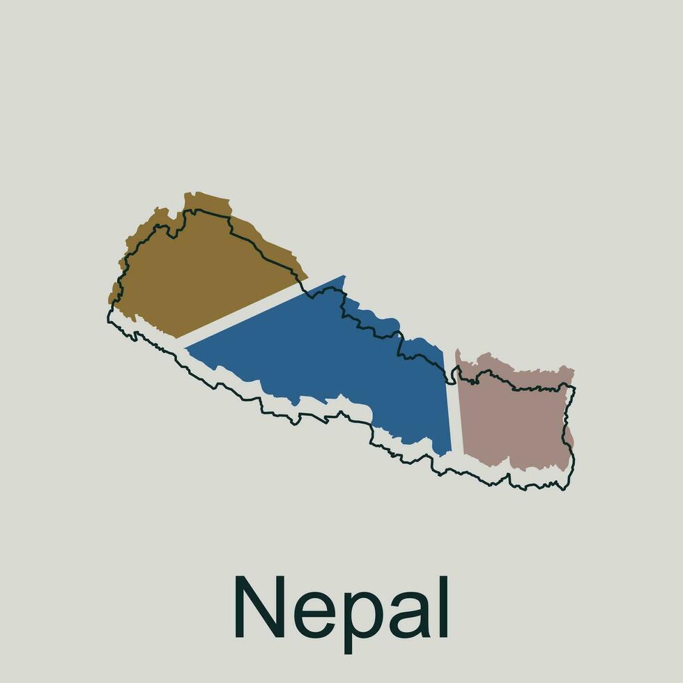 Karte von Nepal geometrisch Gliederung Illustration Design, Land von Nepal Karte Vektor Design Vorlage