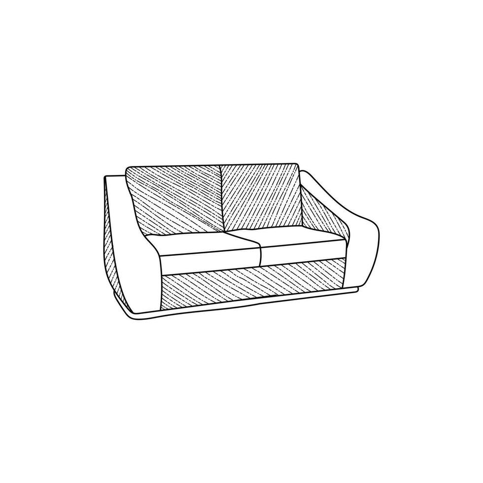 Sofa Möbel Jahrgang Logo Illustrationen, Innere Linie modern Design vektor