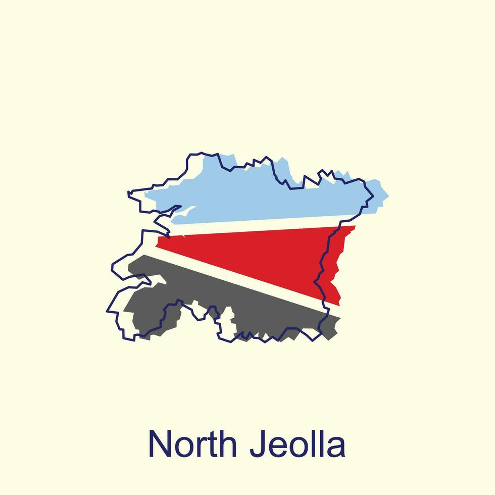 Karta av norr jeolla hög detaljerad politisk Karta. söder korea vektor illustration design mall