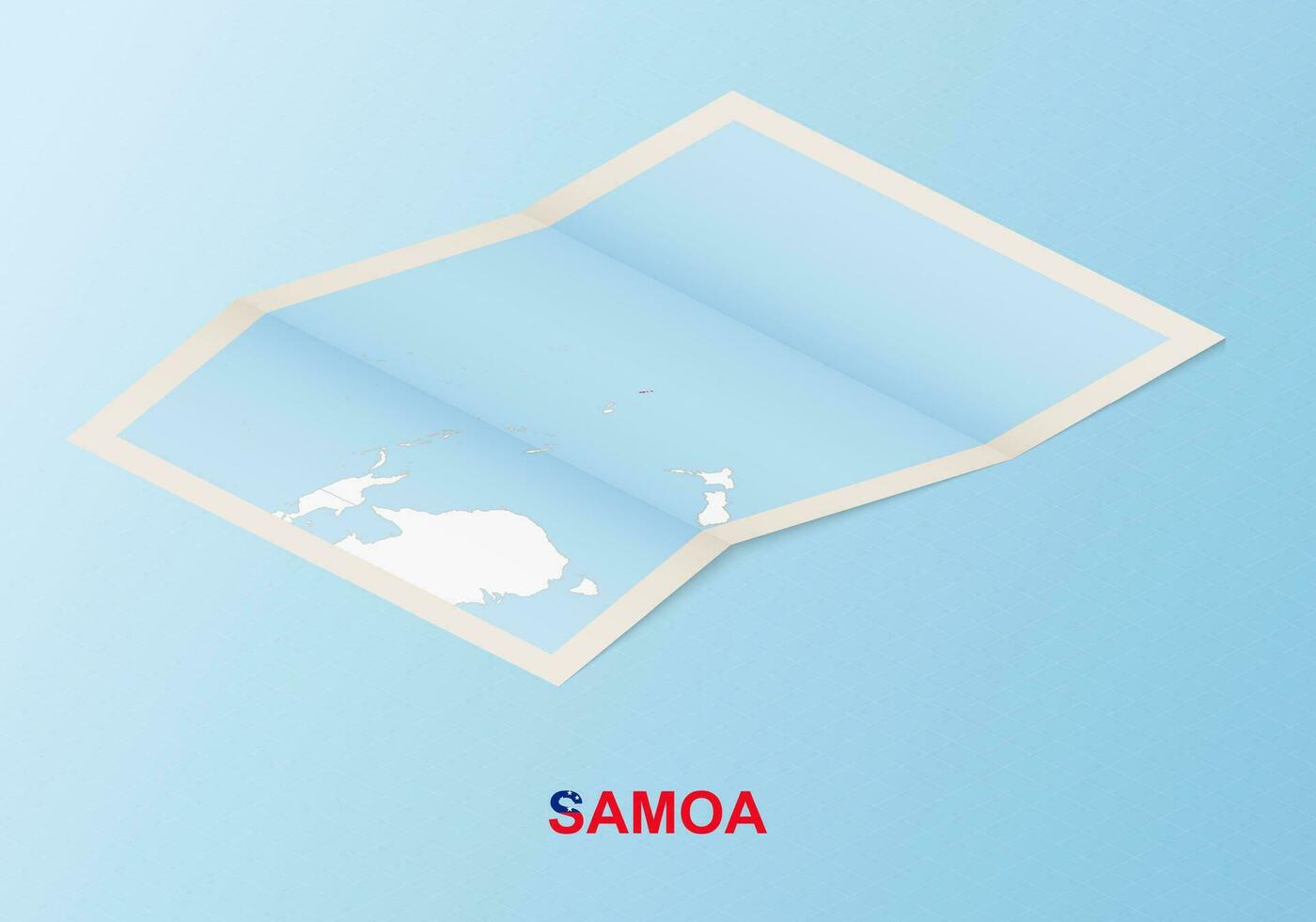 gefaltet Papier Karte von Samoa mit benachbart Länder im isometrisch Stil. vektor