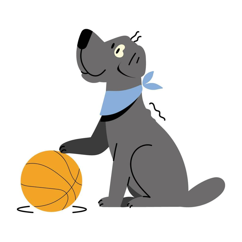 trendig hund basketboll vektor