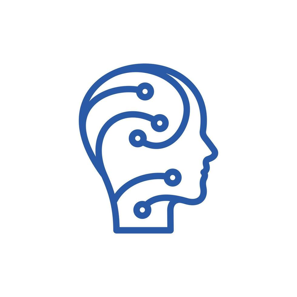 mänsklig huvud digital tech virtuell ikon logotyp design, element grafisk illustration design mall vektor