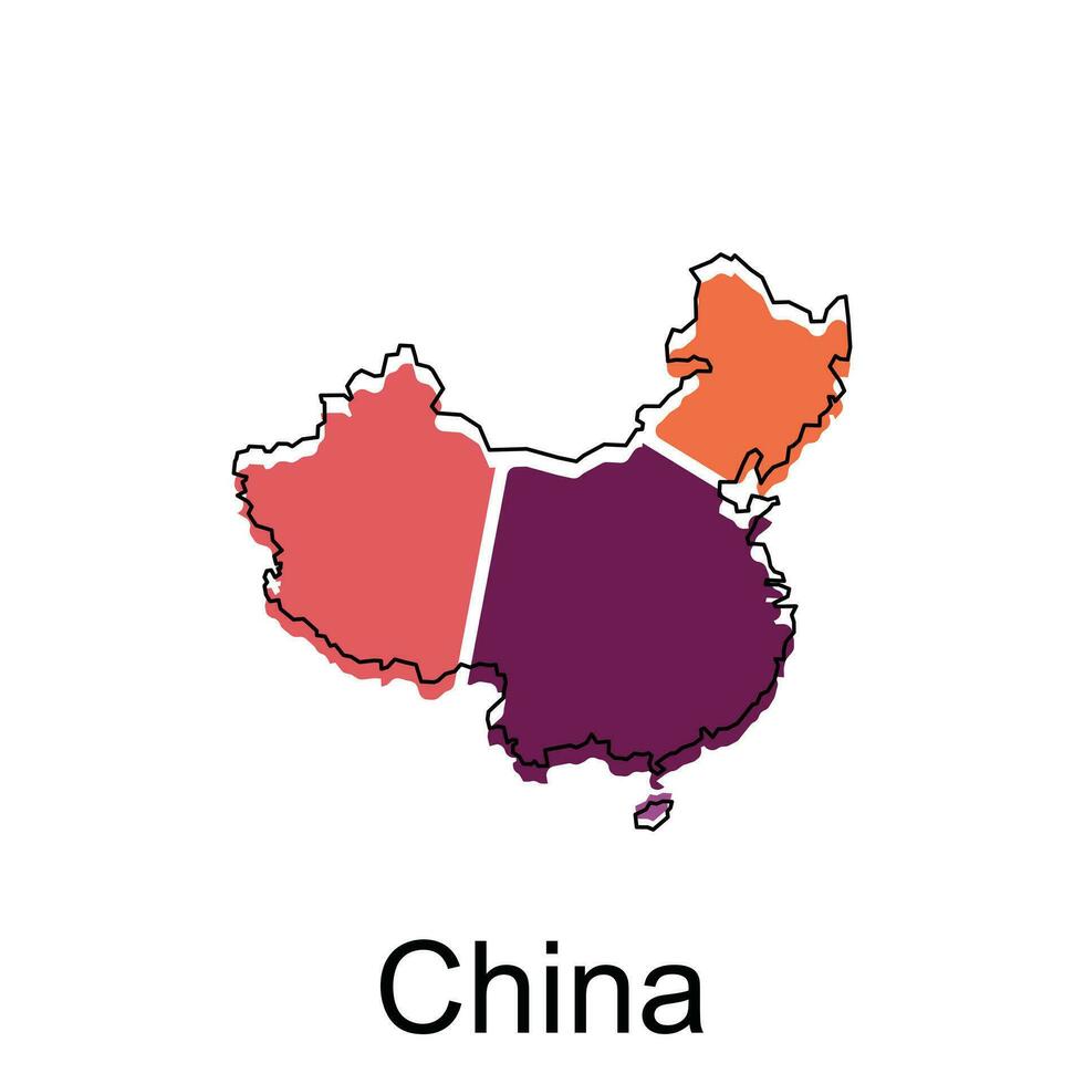 Karta av Kina hög kvalitet är en provins av Kina Karta, svart och vit detaljerad översikt regioner av de Land. vektor illustration mall