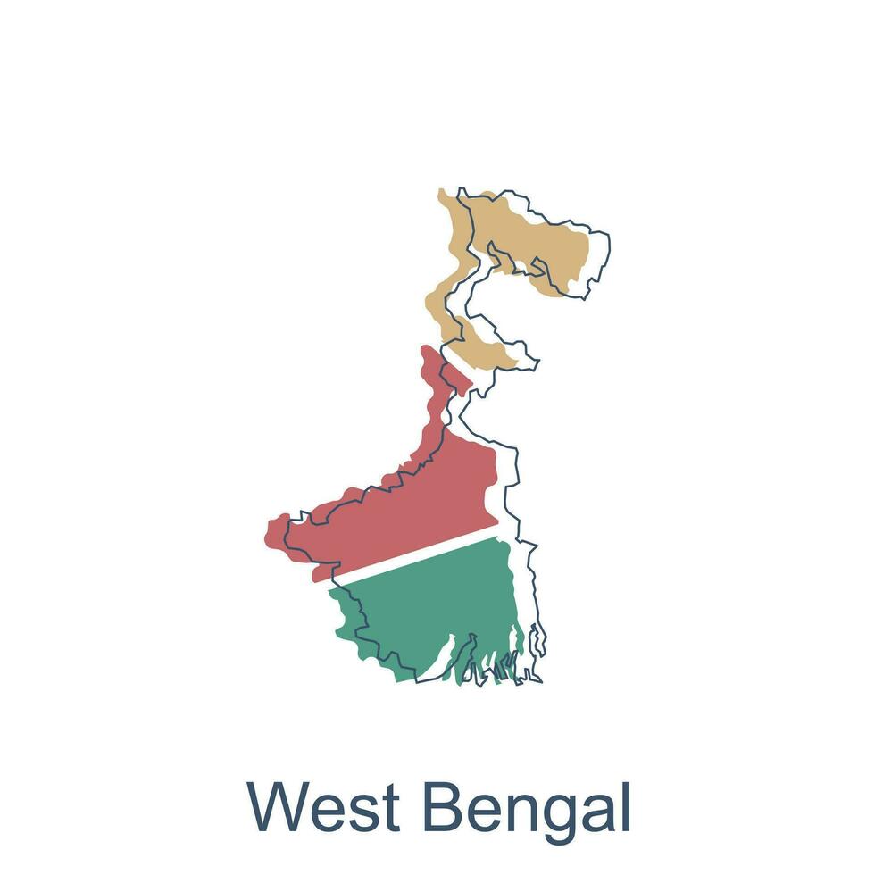 Westen Bengalen Karte Vektor Illustration mit Linie modern, illustriert Karte von Indien Element Grafik Illustration Design Vorlage