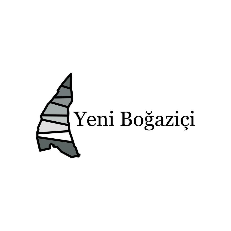 Karte von jani Bogazici auf Weiß isoliert Hintergrund, mit genannt Regionen und Reise Symbole, Illustration Vektor Design Vorlage