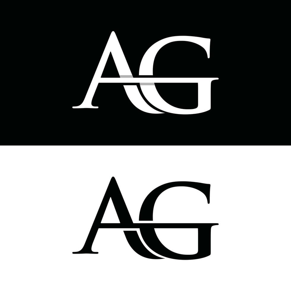 brev ag vektor logotyp design mall, monogram logotyp i vit Färg och svart bakgrund.