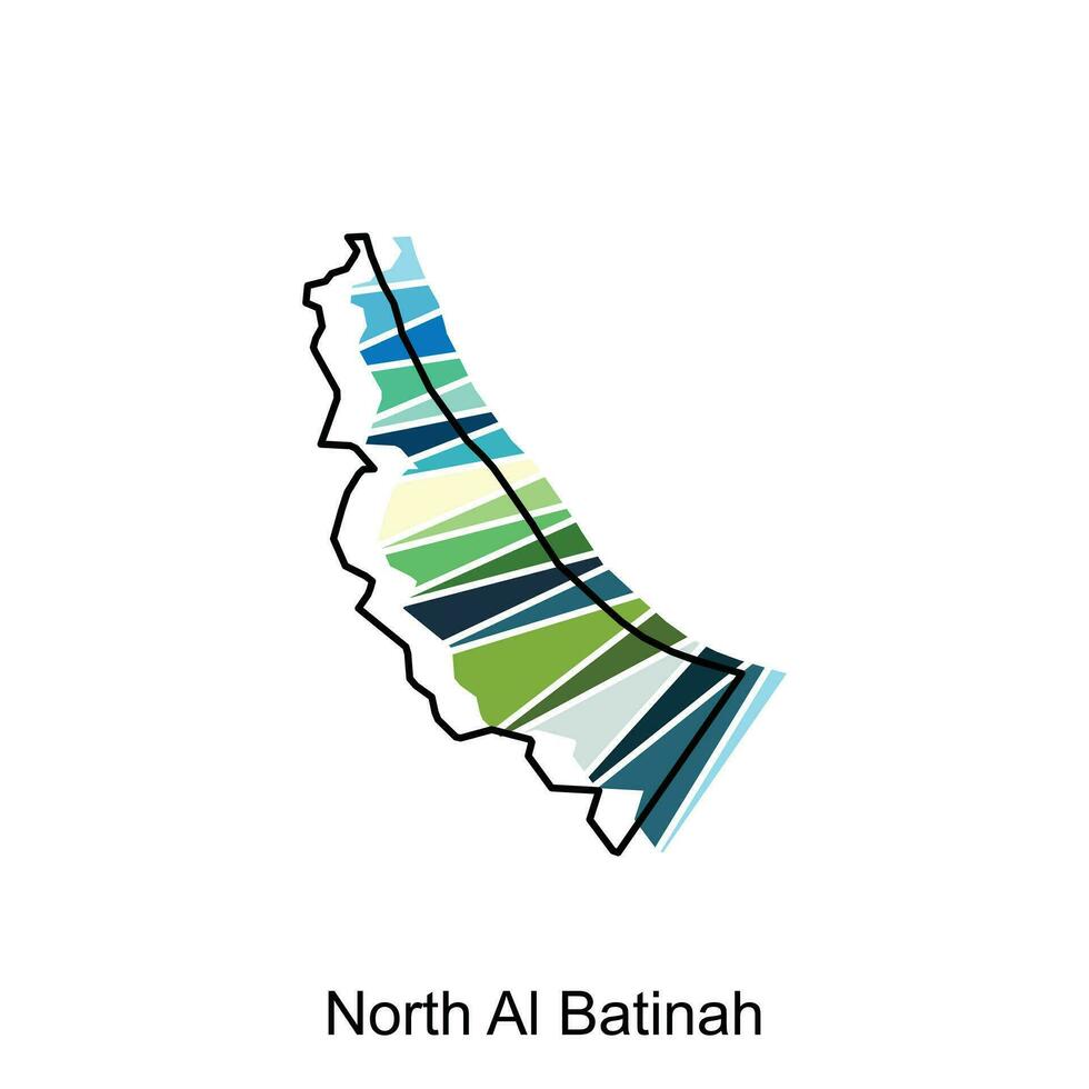 Norden al Batina Karte Illustration Gliederung Karte von Oman Vektor Design Vorlage. editierbar Schlaganfall