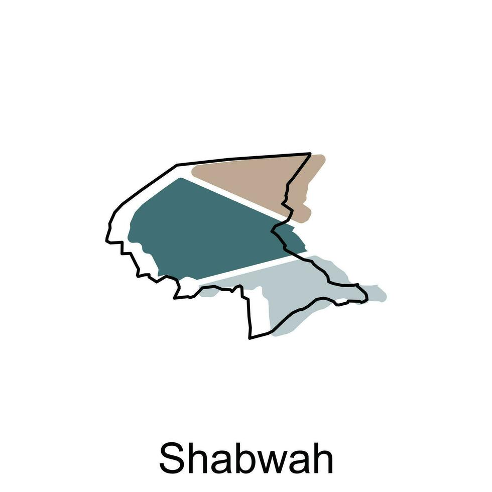 Karte von Schabwa Provinz von Jemen Illustration Vektor Design Vorlage, geeignet zum Ihre Unternehmen, geometrisch Logo Design Element