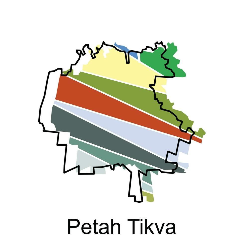 detaljerad Karta av petah tikva stad administrativ område. vektor illustration design mall. stadsbild