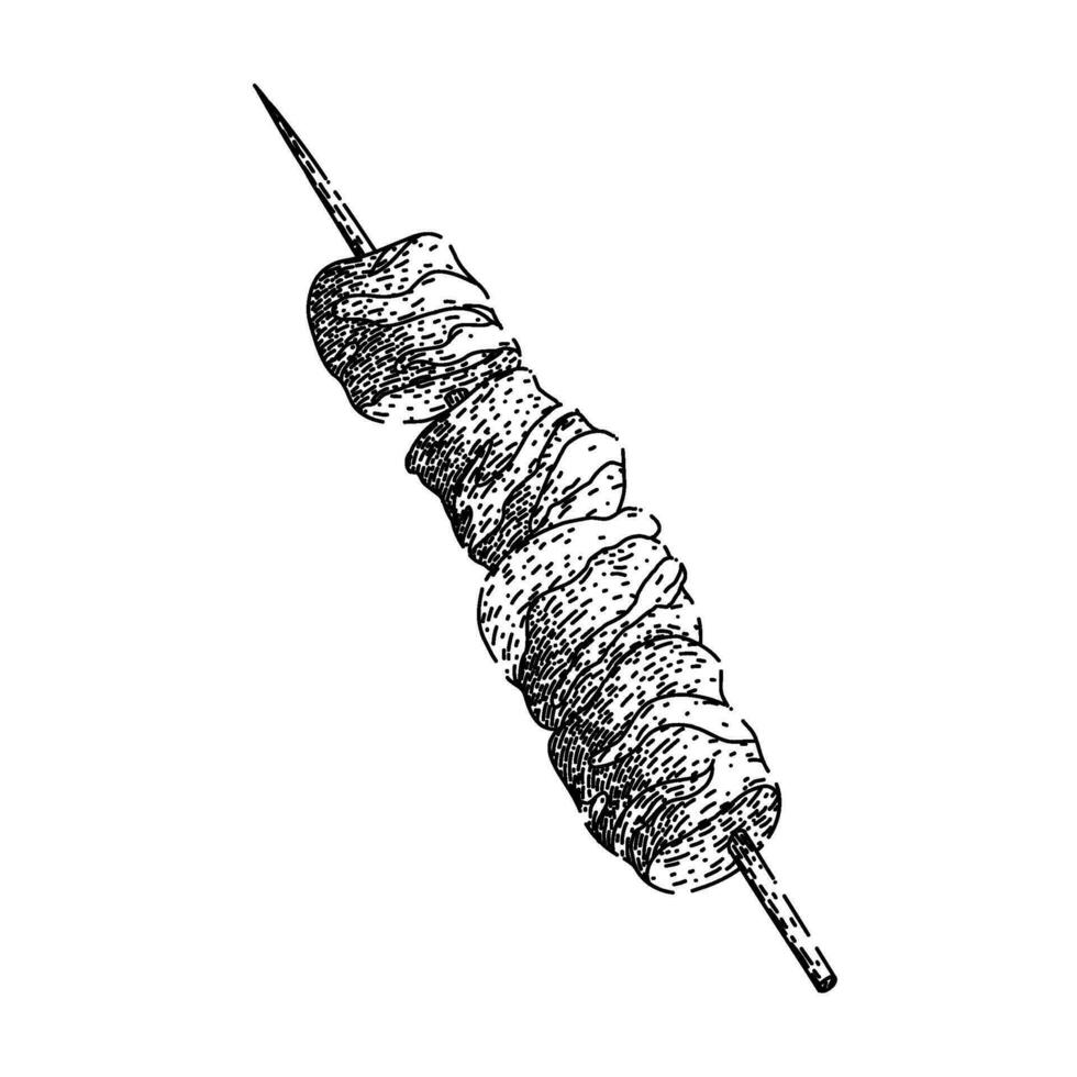 fläsk skewered mat skiss hand dragen vektor