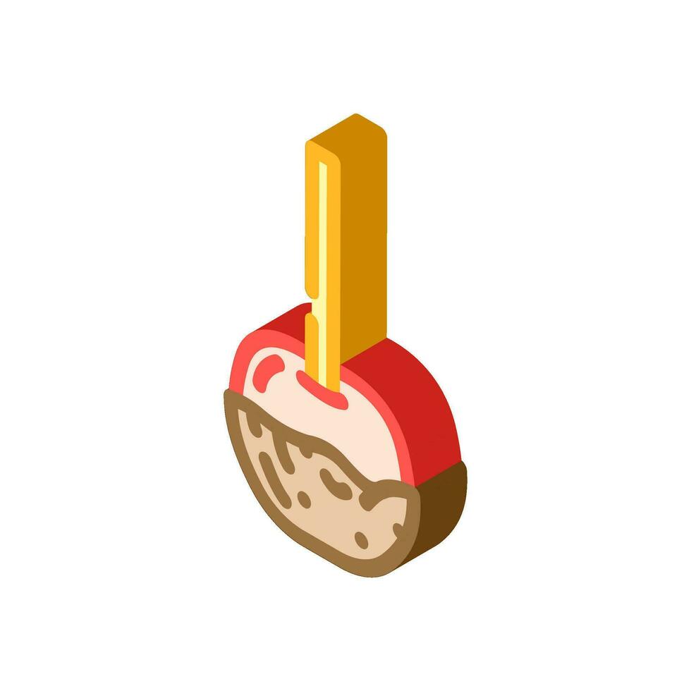 Karamell Apfel Essen Snack isometrisch Symbol Vektor Illustration