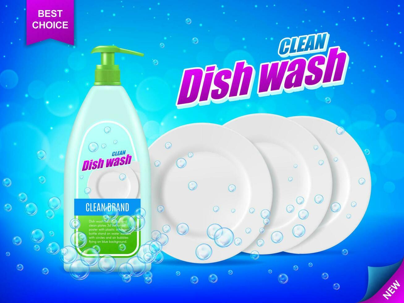 maträtt rengöringsmedel, kök maträtt tvål rengöringsmedel dishware vektor