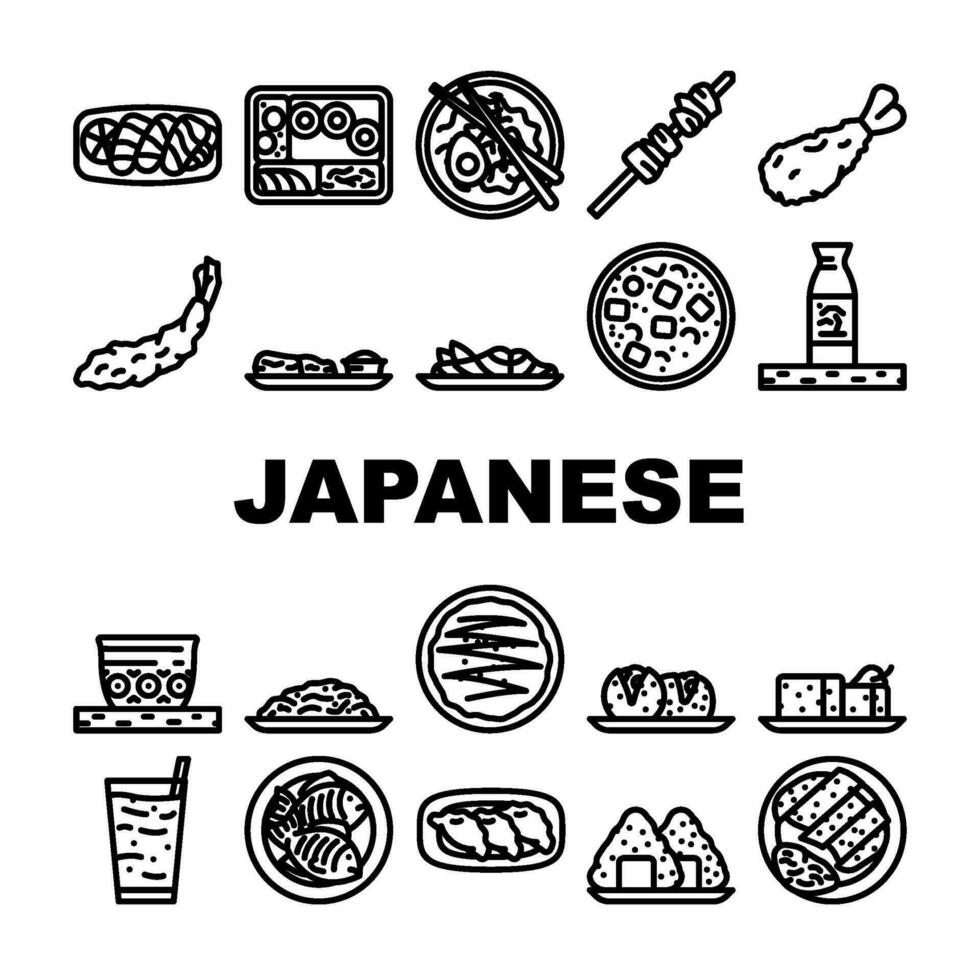 japanisch Essen Sushi Japan Symbole einstellen Vektor