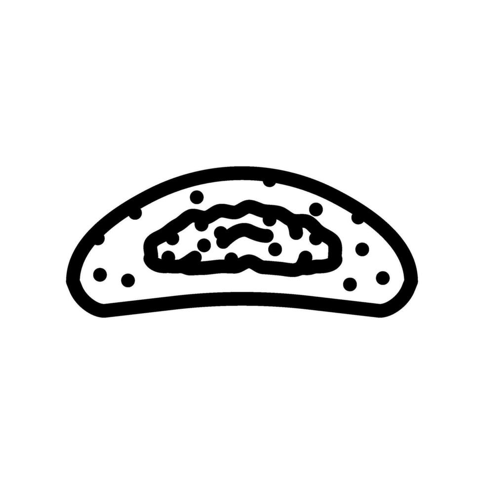 Vegetarisch Brötchen Essen Mahlzeit Linie Symbol Vektor Illustration