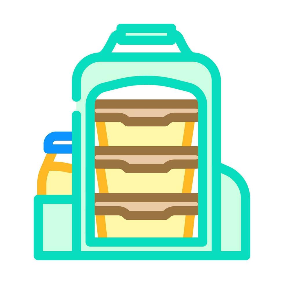 lunch låda väska måltid Färg ikon vektor illustration