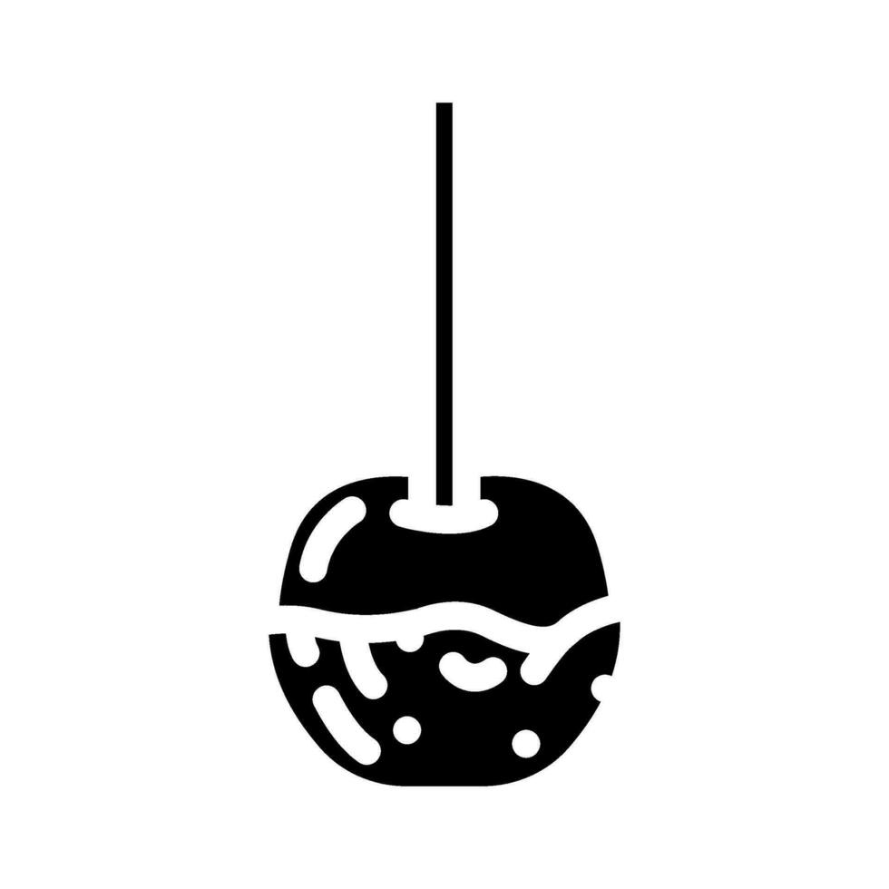 Karamell Apfel Essen Snack Glyphe Symbol Vektor Illustration