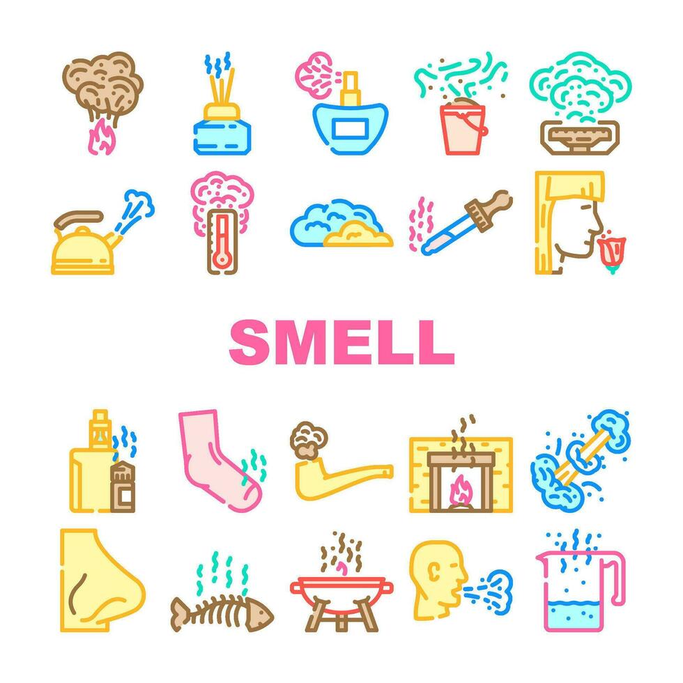 Geruch Nase Aroma Geruch Symbole einstellen Vektor