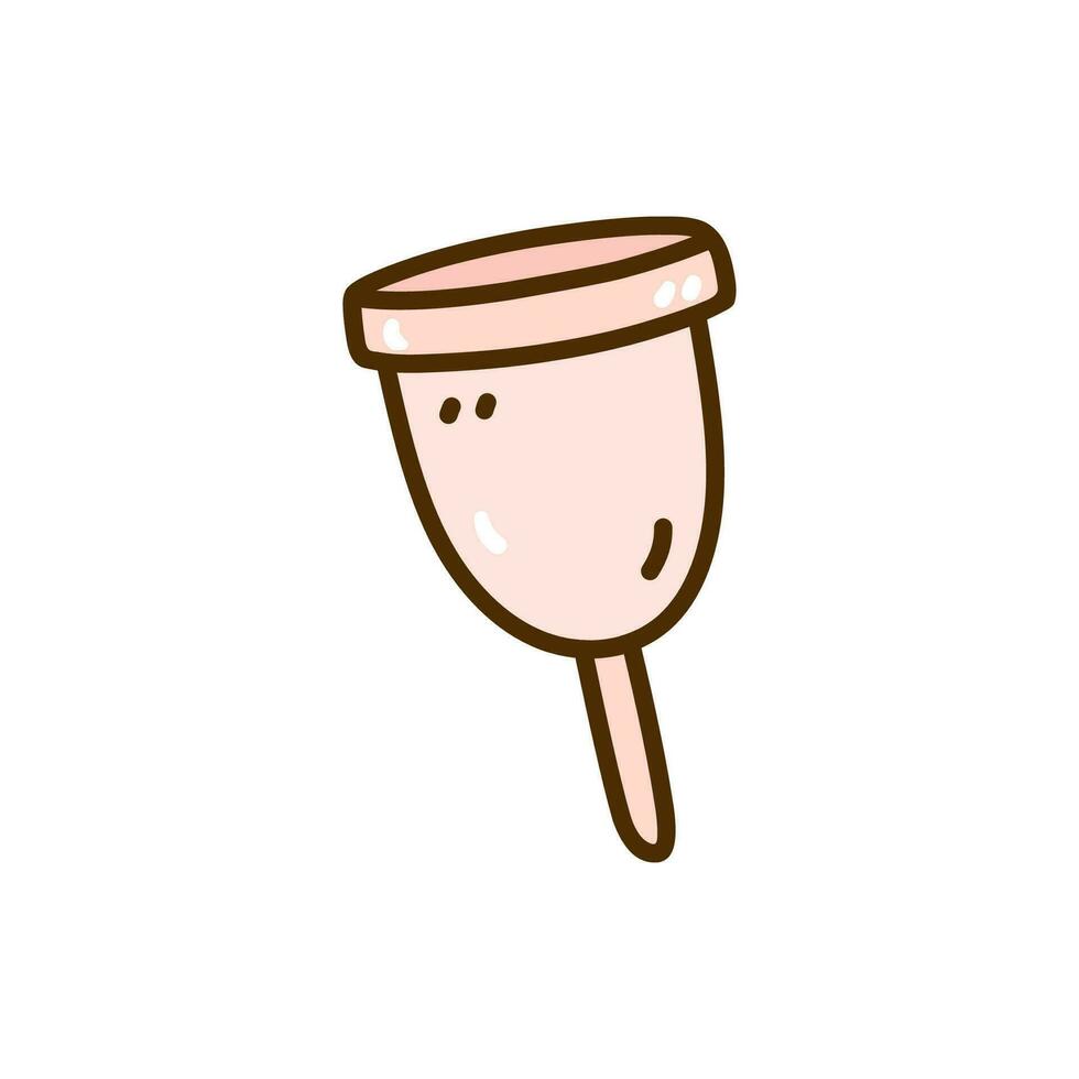 Menstruation- Tasse isoliert auf Weiß Hintergrund. Vektor handgemalt Illustration im Gekritzel Stil. perfekt zum Dekorationen, Logo, verschiedene Entwürfe. Null Abfall, Ökologie Konzept.