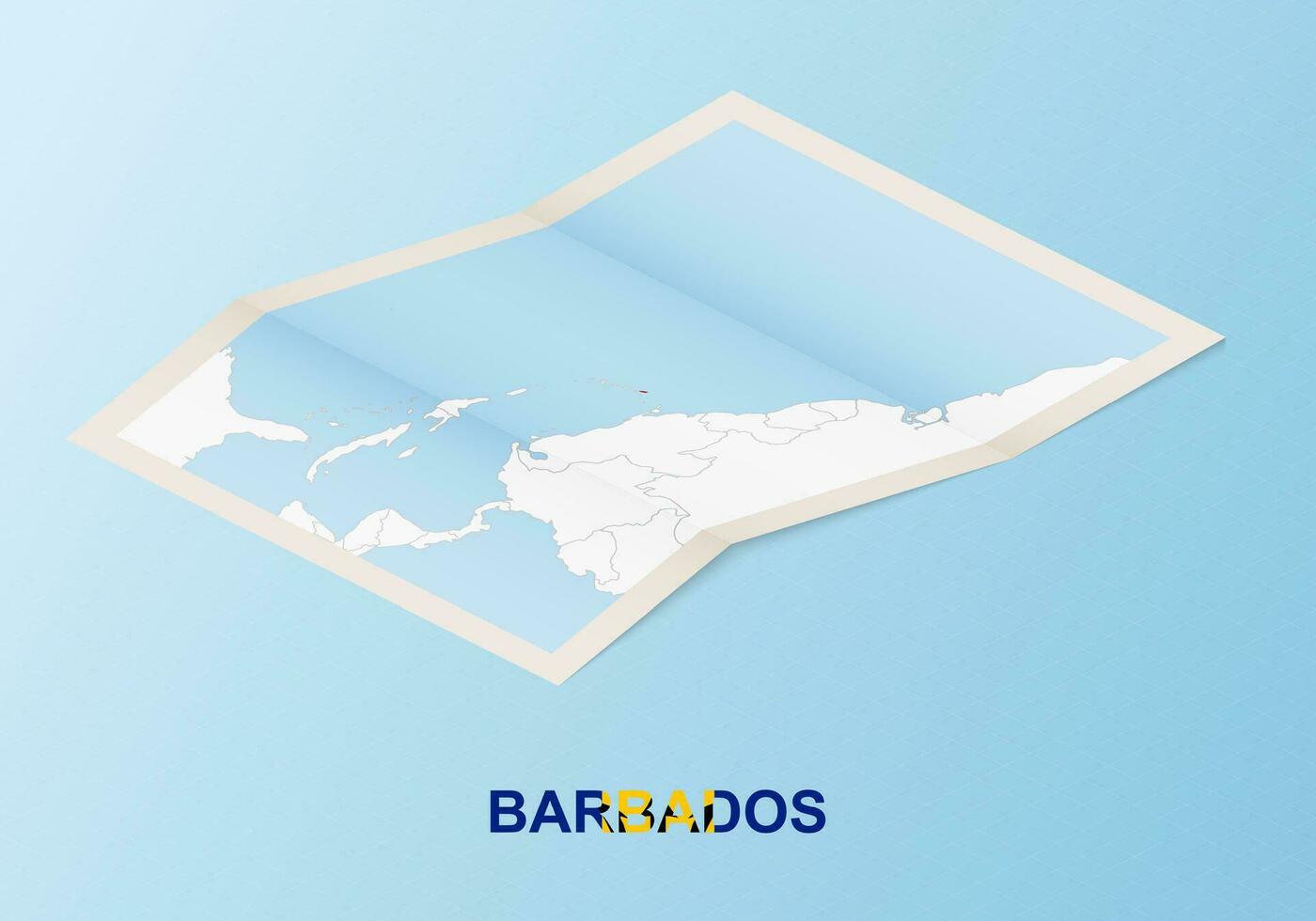 gefaltet Papier Karte von Barbados mit benachbart Länder im isometrisch Stil. vektor