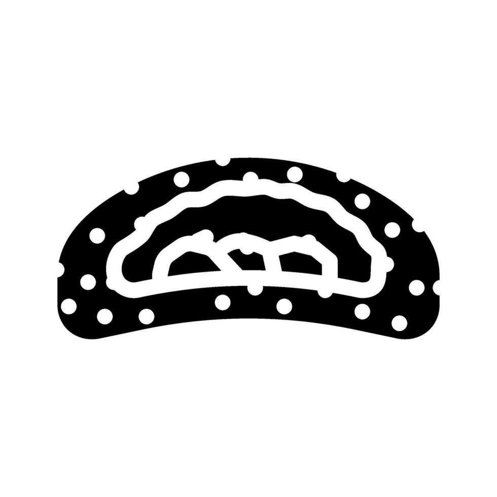 Hähnchen Brötchen Essen Mahlzeit Glyphe Symbol Vektor Illustration