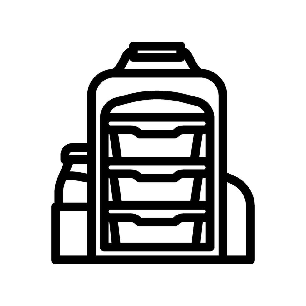 lunch låda väska måltid linje ikon vektor illustration