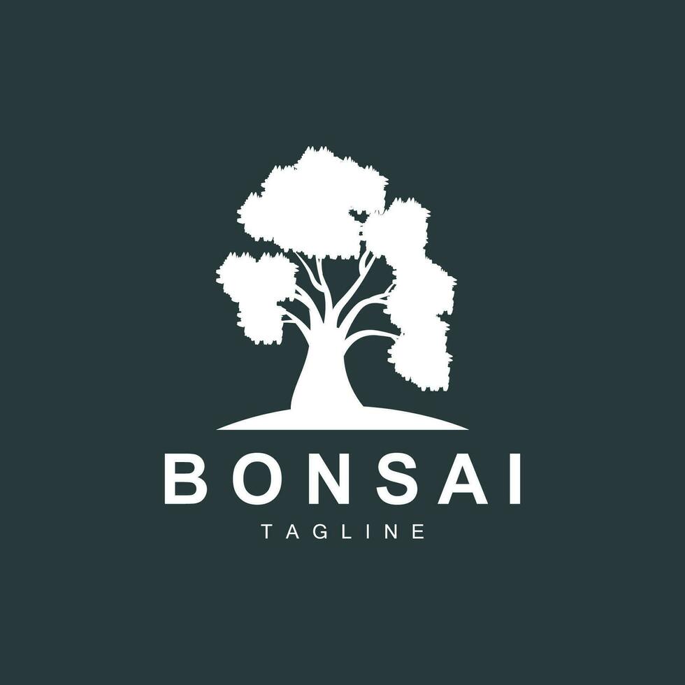 bonsai träd logotyp. enkel minimalistisk silhuett design, växt vektor, ikon illustration element vektor