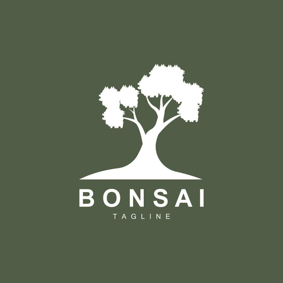 bonsai träd logotyp. enkel minimalistisk silhuett design, växt vektor, ikon illustration element vektor