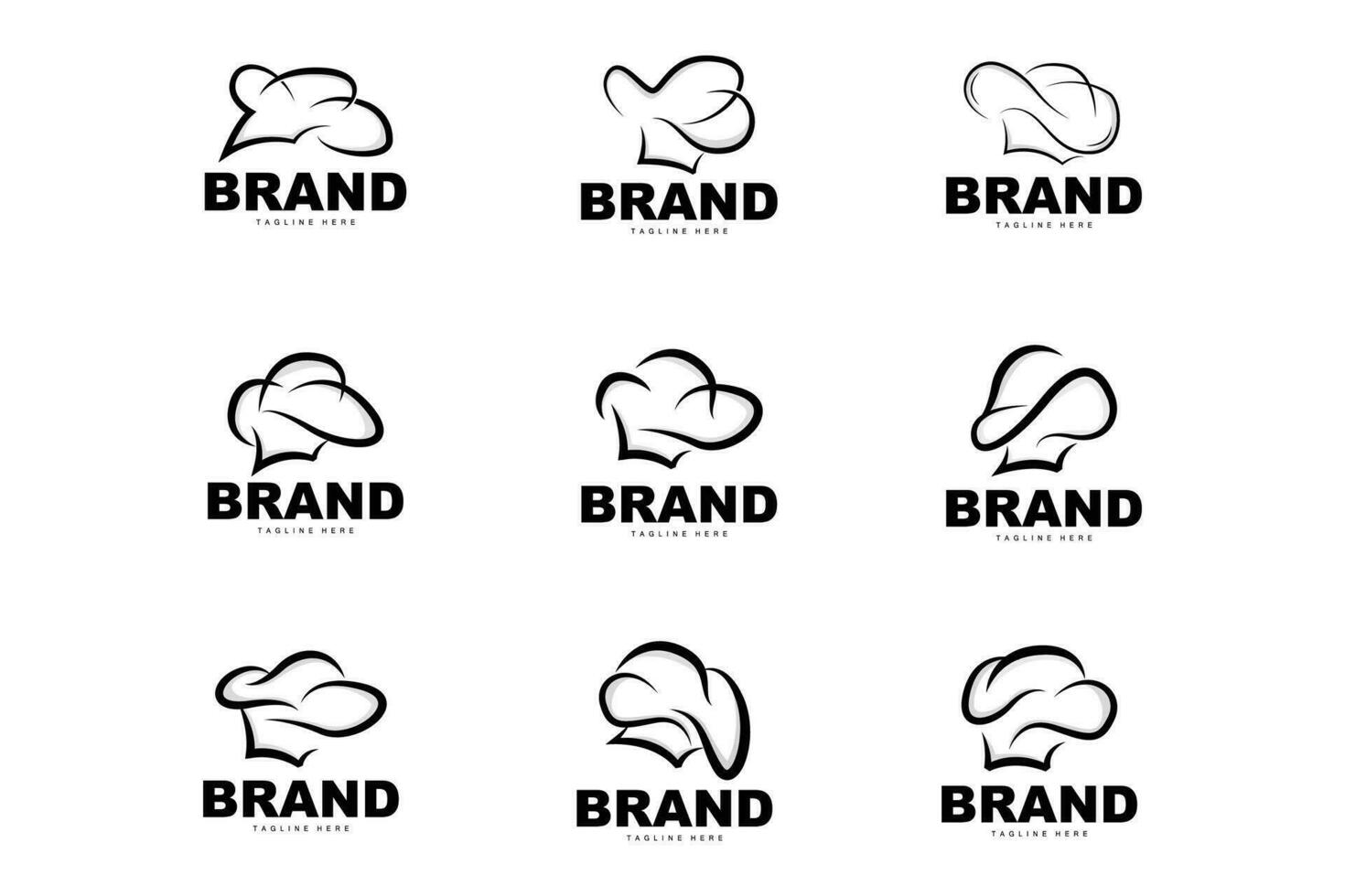 kock hatt logotyp, matlagning vektor hand tillverkad kock hatt samling, produkt branding design