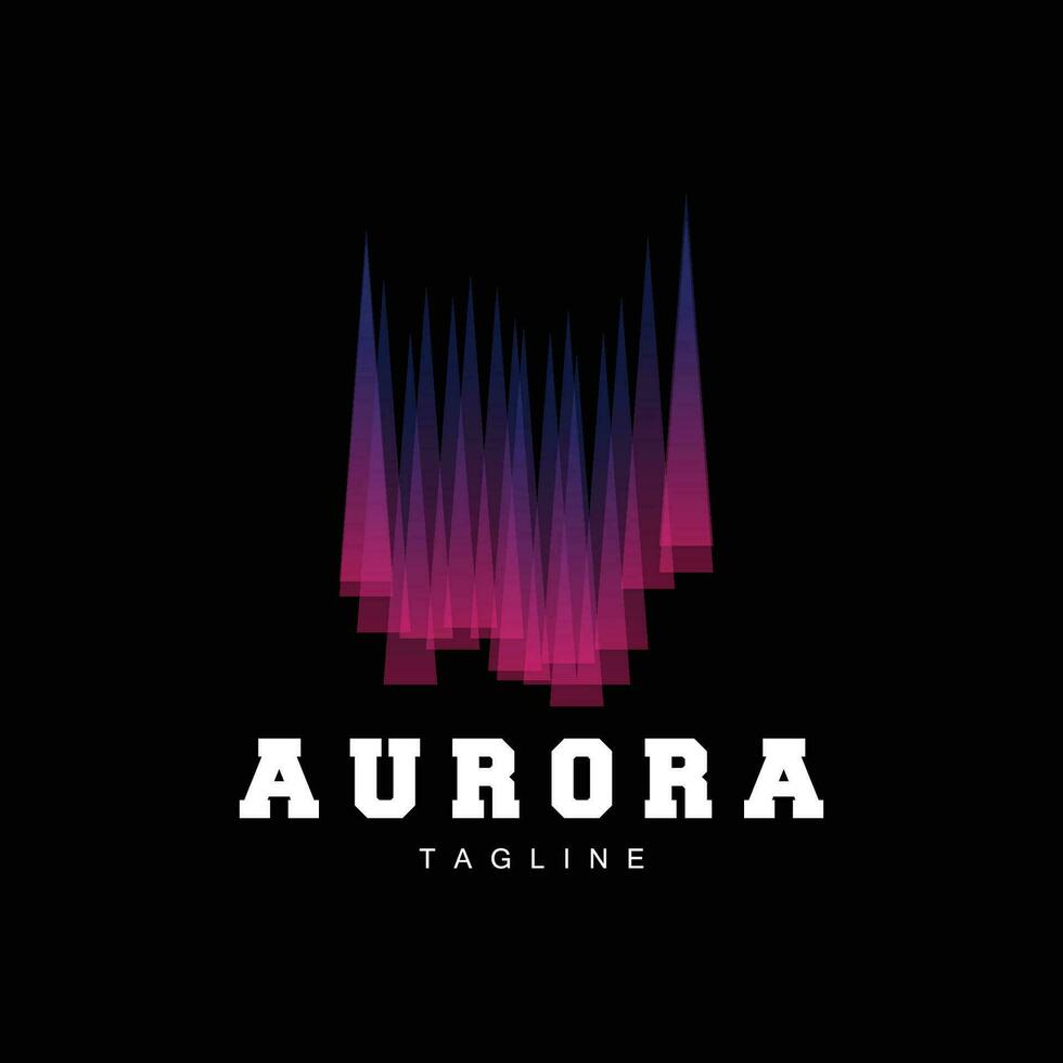 aurora logotyp, enkel design Fantastisk naturlig landskap av norrsken, vektor ikon mall, illustration