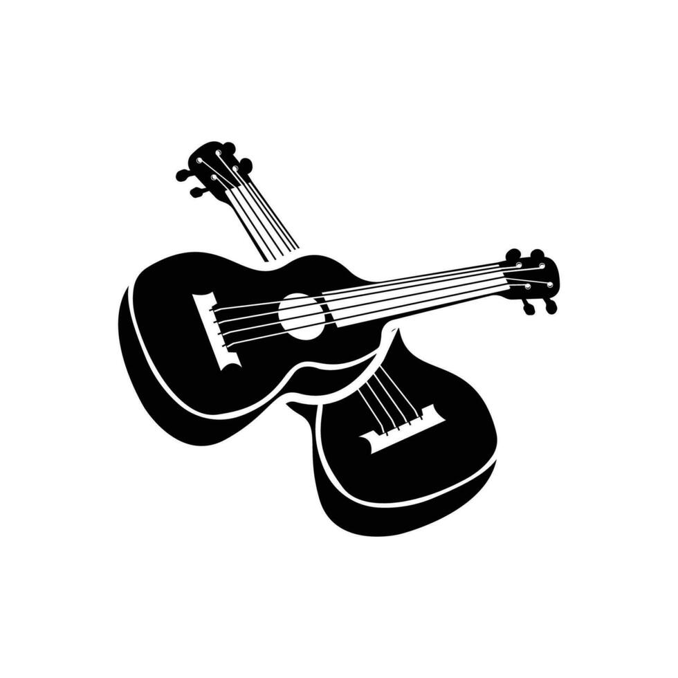 Gitarre Logo, Ukulele Musical Instrument Vektor, einfach Silhouette Design vektor