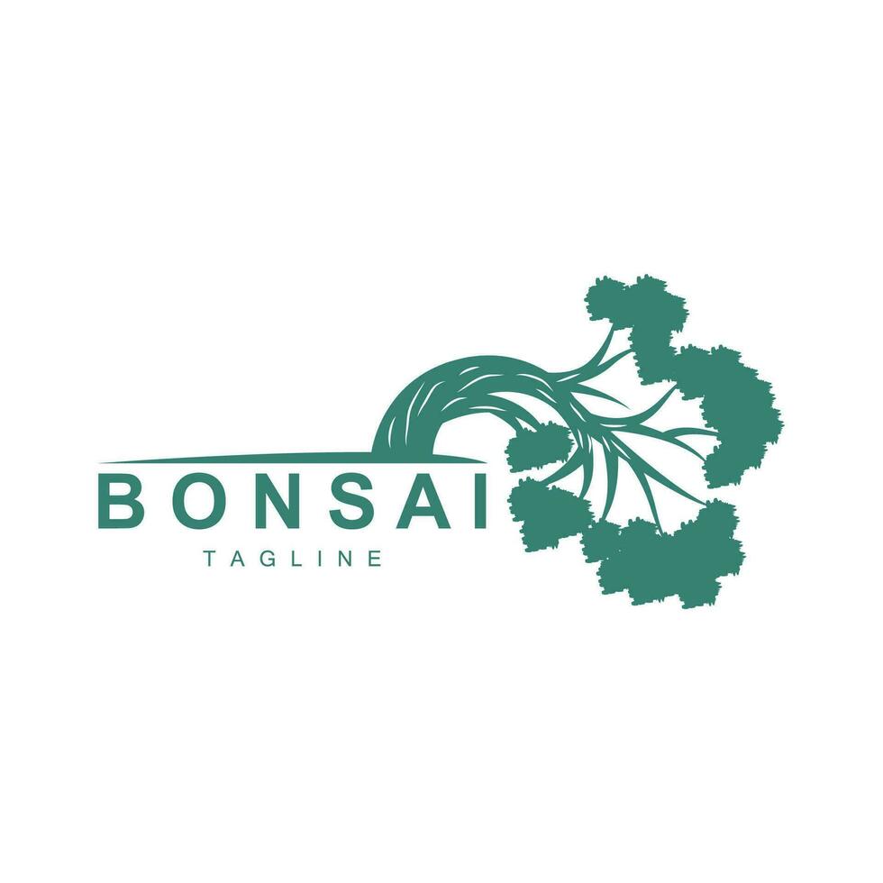 bonsai träd logotyp. enkel minimalistisk silhuett design, växt vektor, ikon illustration element vektor